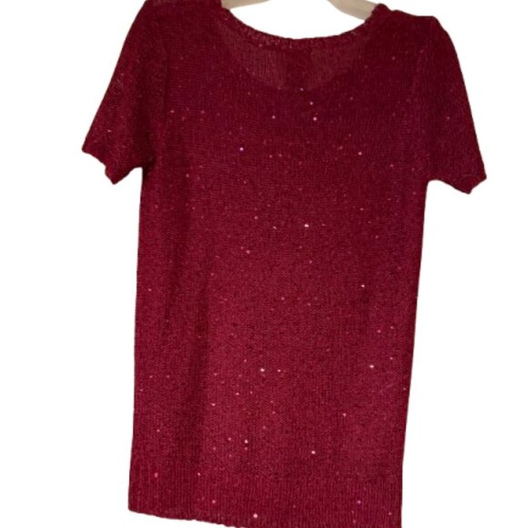 Questions Raspberry Sheer Sequin Sweater - Medium - Picture 2 of 3